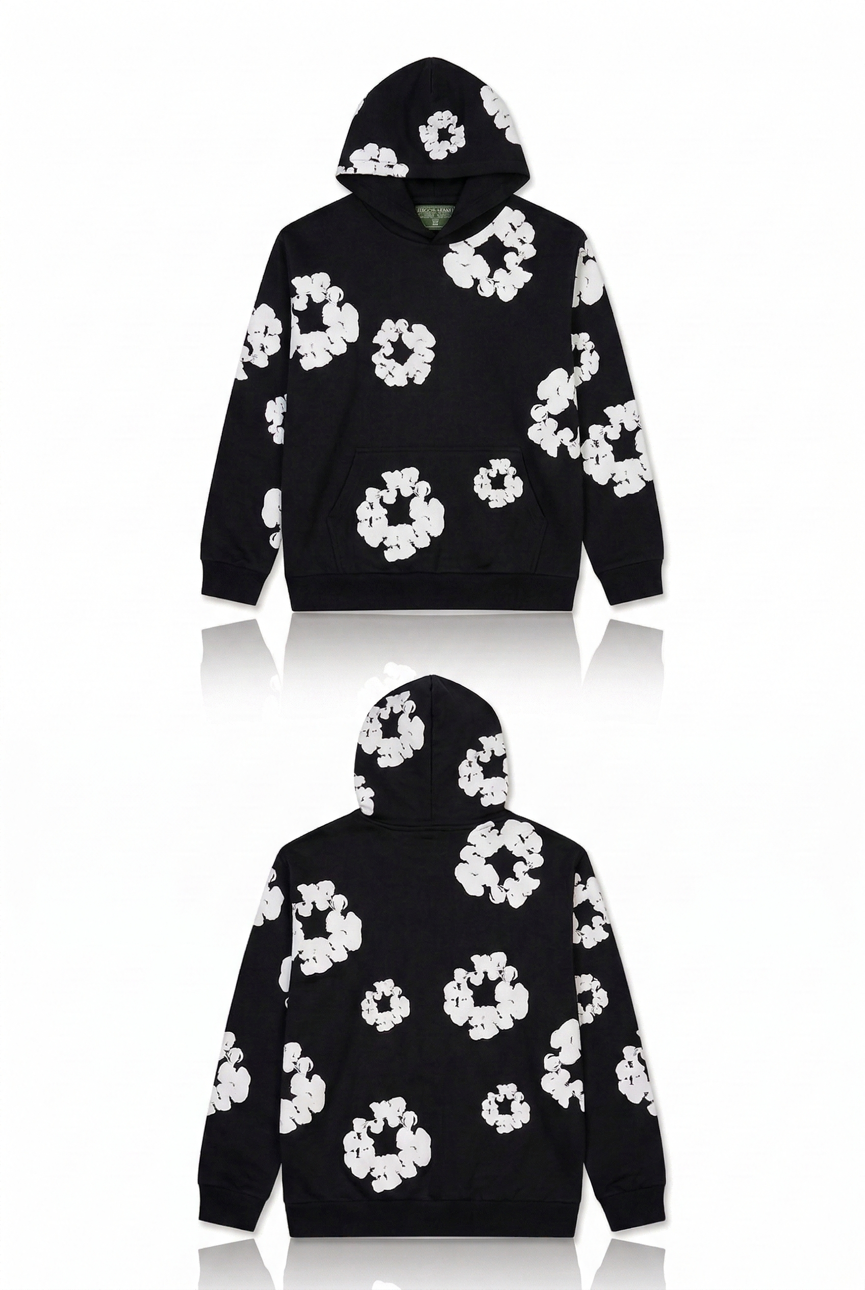 HOODIE DENIM TEARS NEGRO CON BLANCO