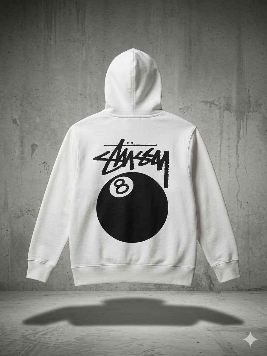 HOODIE STUSSY BLANCA BOLA 8